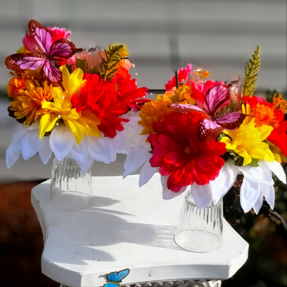 Hot Pink Floral Candle Holder Centerpieces